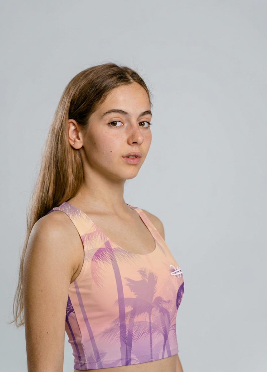 Purple Palms Crop Top